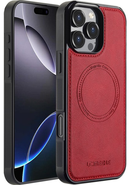 iPhone 16 Pro Max Manyetik Kılıf Deri+Tpu Arka Kapak Magsafe ile Uyumlu (Yurt Dışından)
