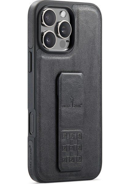 iPhone 16 Pro Kickstand Deri Ince Arka Kapak (Yurt Dışından)