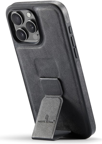 iPhone 16 Pro Kickstand Deri Ince Arka Kapak (Yurt Dışından)
