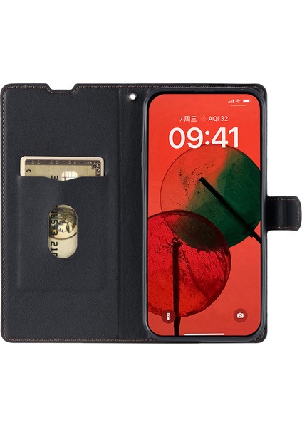 iPhone 16 Plus Pu Deri Flip Telefon Kılıfı Kart Yuvalı, Askılı (Yurt Dışından)