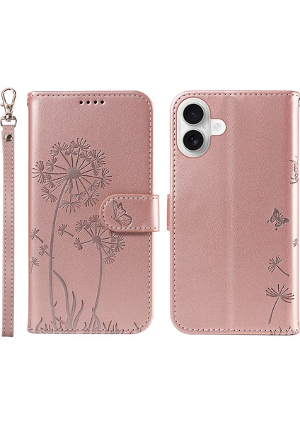iPhone 16 Plus Deri Kılıf Cüzdan Telefon Kapağı (Yurt Dışından)