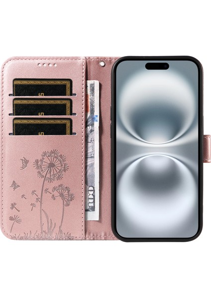 iPhone 16 Plus Deri Kılıf Cüzdan Telefon Kapağı (Yurt Dışından)