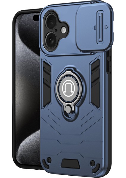 iPhone 16 Plus Kaydırmalı Eksantrik Koruma Desteği Pc+Tpu Telefon Kılıfı (Yurt Dışından)