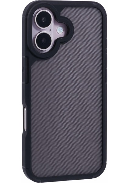 iPhone 16 Plus Karbon Fiber Doku Tpu+Pc Düşmeyi Önleyici Telefon Kapağı (Yurt Dışından)