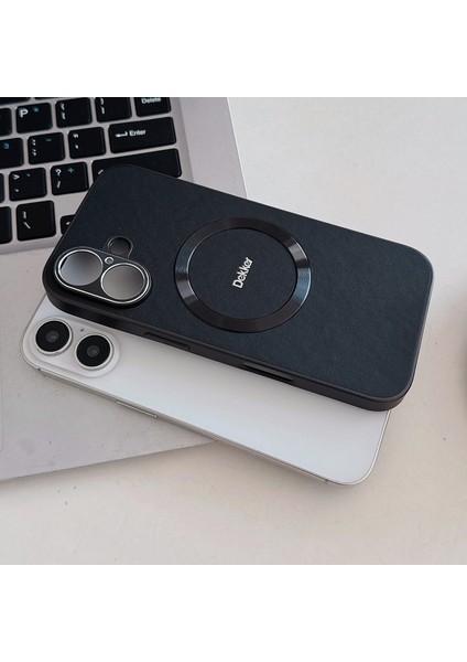 iPhone 16 Plus Magsafe ile Uyumlu Arka Kapak Pu+Tpu Telefon Kılıfı (Yurt Dışından)