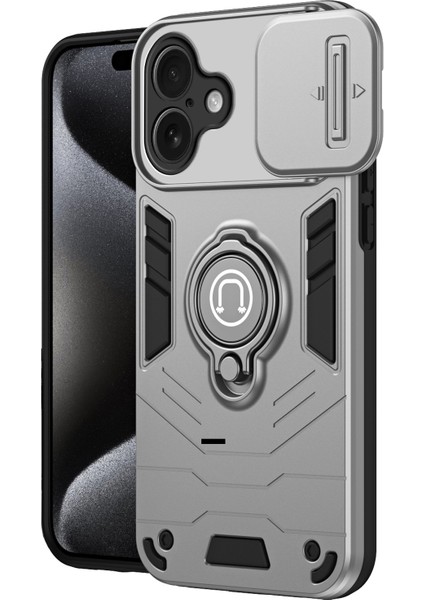 iPhone 16 Plus Kaydırmalı Eksantrik Koruma Desteği Pc+Tpu Telefon Kılıfı (Yurt Dışından)
