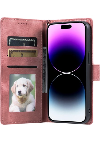 iPhone 16 Plus Skin Feel Cüzdan Deri Telefon Kılıfı (Yurt Dışından)