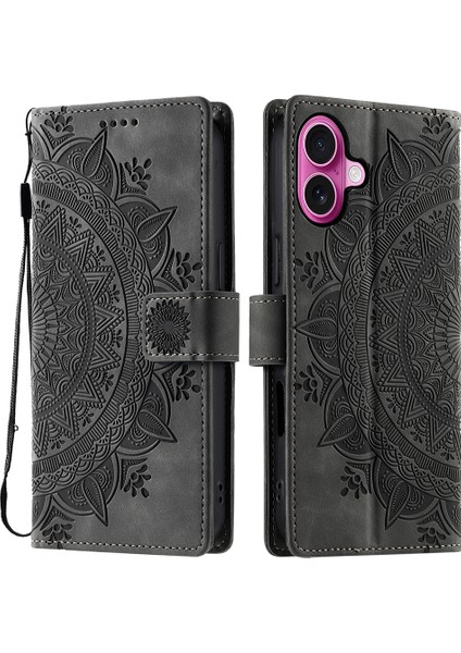 iPhone 16 Plus Skin Feel Cüzdan Deri Telefon Kılıfı (Yurt Dışından)