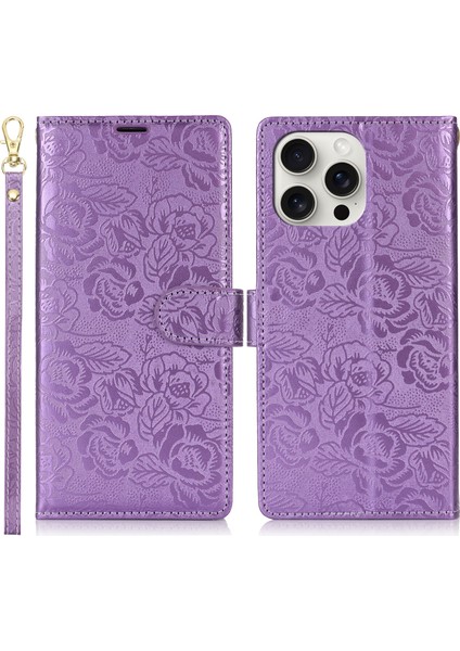 iPhone 16 Pro Max El Askılı Deri Cüzdan Telefon Kılıfı (Yurt Dışından)