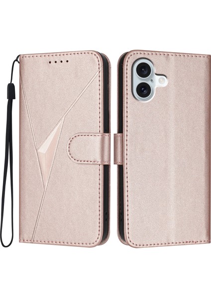 iPhone 16 Plus Kordonlu Deri Telefon Kılıfı (Yurt Dışından)
