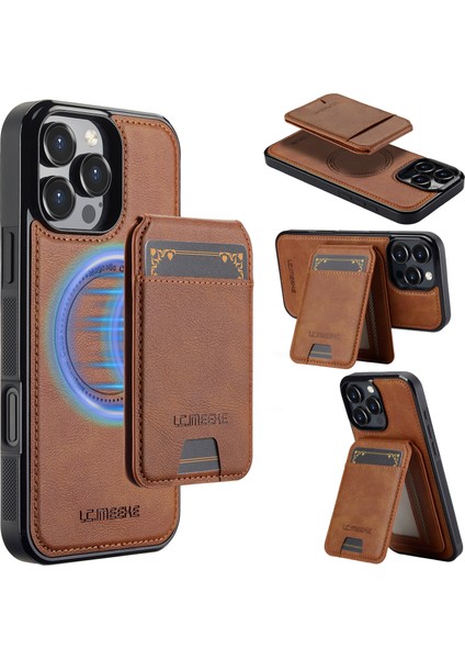 iPhone 16 Pro Manyetik Çıkarılabilir Kart Tutucu Deri+Tpu Kapak (Yurt Dışından)