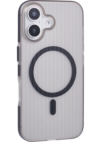 iPhone 16 Plus Oluklu Dokulu Telefon Kapağı Pc Kabuğu Magsafe ile Uyumlu (Yurt Dışından)