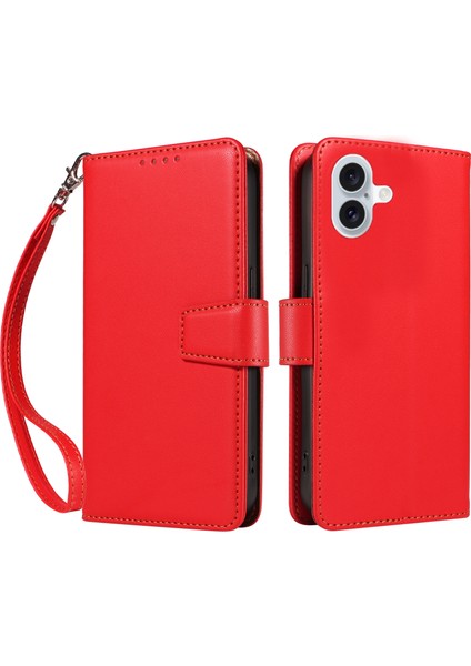 iPhone 16 Plus Rfıd Engelleme Pu Deri Cüzdan Bilek Kayışlı Flip Telefon Kapağı (Yurt Dışından)