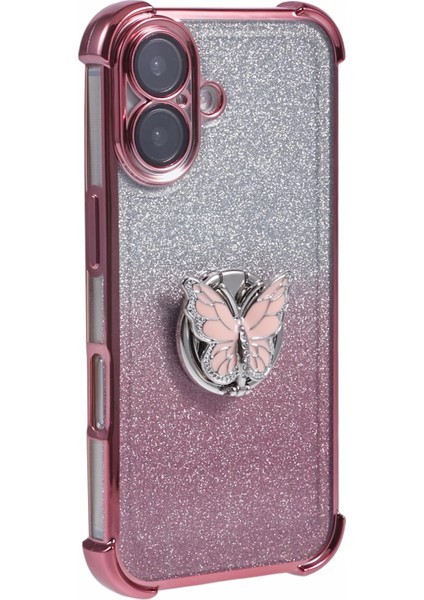 iPhone 16 Plus Kickstand Glitter Tpu Darbeye Dayanıklı Telefon Kapağı (Yurt Dışından)