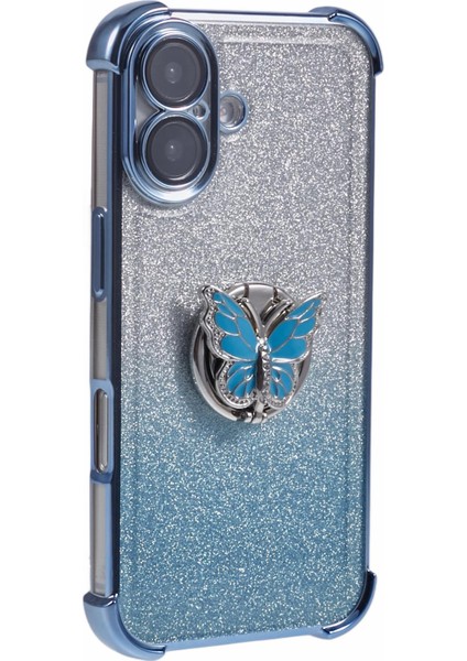 iPhone 16 Plus Kickstand Glitter Tpu Darbeye Dayanıklı Telefon Kapağı (Yurt Dışından)