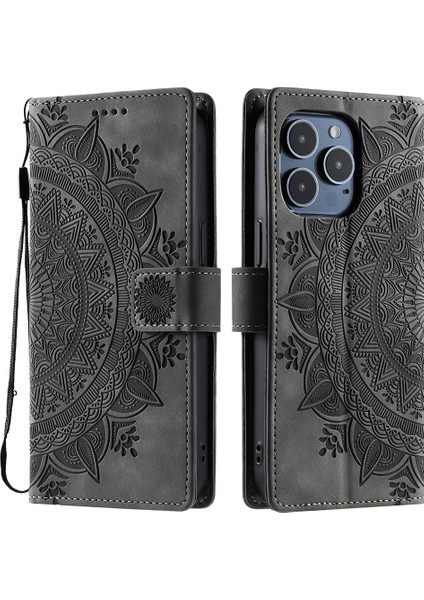 iPhone 16 Pro Max Skin Feel Cüzdan Deri Telefon Kılıfı (Yurt Dışından)