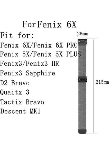 Garmin Fenix ​​6x Milanese Kayış Kordonlu Saat Için (Yurt Dışından) fırsatları