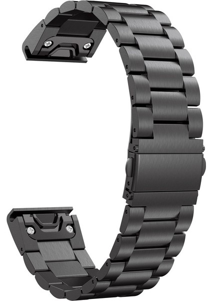 Garmin Fenix ​​5x Üç Boncuklu Paslanmaz Çelik Metal Saat Bandı Için, Boyut: 26MM (Siyah) (Yurt Dışından) fırsatları