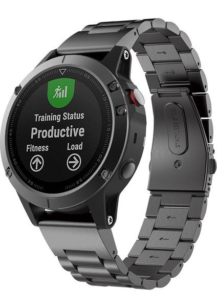 Garmin Fenix ​​5s 20MM Üç Boncuklu Paslanmaz Ste Ste Watch Band(Siyah) (Yurt Dışından)