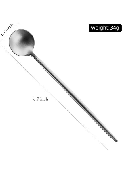 4 Adet 6,7 Inç Gümüş Paslanmaz Çelik Uzun Saplı Kahve Karıştırma Kaşığı (Yurt Dışından)