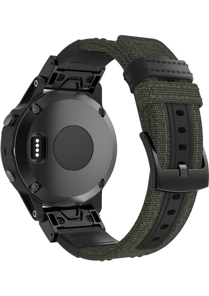 Garmin Fenix5 Plus Için Kanvas ve Deri Saat Bandı, Bilek Kayışı Boyutu: 150+110MM(MAVI) (Yurt Dışından)
