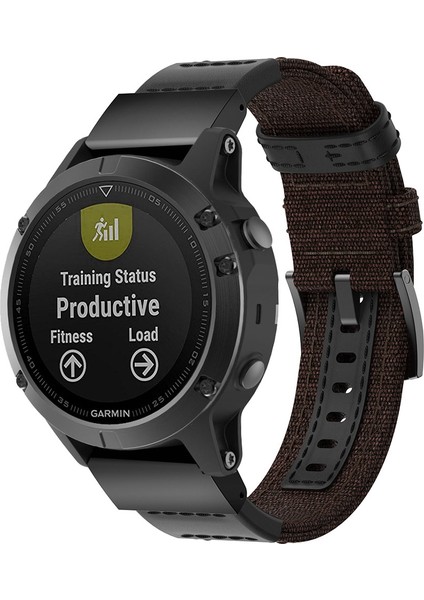 Garmin Fenix5 Plus Için Kanvas ve Deri Saat Bandı, Bilek Kayışı Boyutu: 150+110MM(MAVI) (Yurt Dışından)