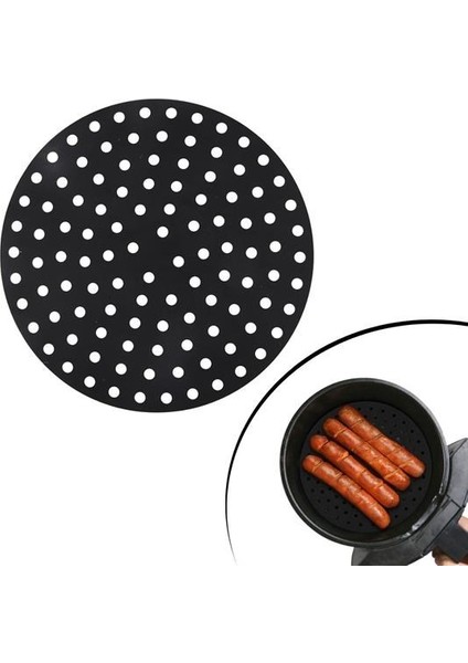 Renkli Isıya Dayanıklı Yıkanılabilir Silikon Fırın ve Airfryer Yuvarlak Pişirme Matı 20 cm