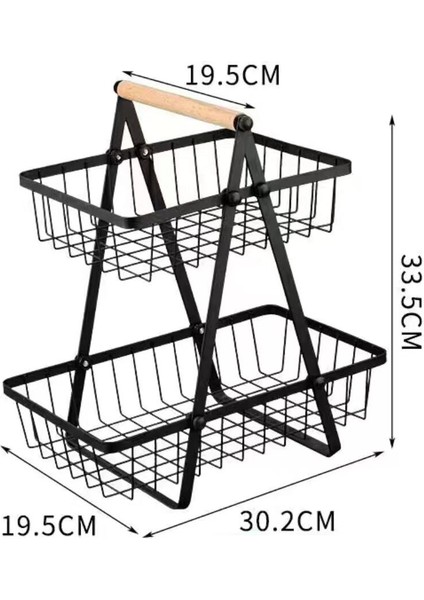 2 Katlı Tezgah Üstü Meyve Sepeti Taşınabilir Sebze Kasesi Metal Raf (Yurt Dışından)