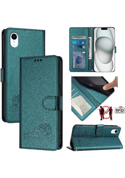 IPhone Xr Kedi Rfıd Cüzdan Kapak Çevirin Kart Yuvası Tutucu Kickstand (Yurt Dışından)