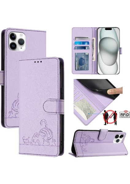 IPhone 11 Için Kılıf Pro Max Cüzdan Kapak Çevirin Kart Yuvası Tutucu Kickstand (Yurt Dışından)