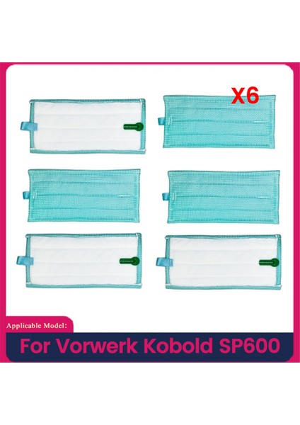 Kobold SP600 Elektrikli Süpürge Parçaları Için 6 Adet Paspas Pedi, Yıkanabilir Buharlı Paspas Bezleri (Yurt Dışından)