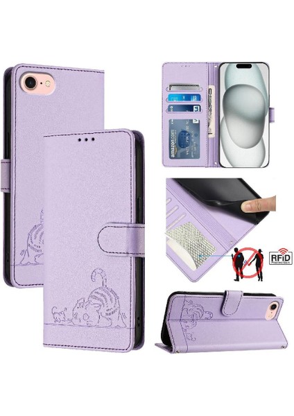 IPhone Se 4 Kedi Rfıd Kart Yuvası Tutucu Için Kickstand Cüzdan Kapak Çevirin (Yurt Dışından)