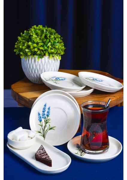 Lavanta 12 Cm 6 Parça Porselen Çay Tabak Seti