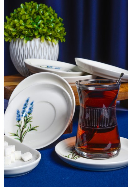 Lavanta 12 Cm 6 Parça Porselen Çay Tabak Seti