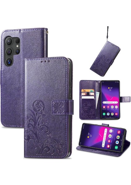 Samsung Galaxy S24 Ultra Zarif Iş Kısa Kayış Dört Yaprak (Yurt Dışından)