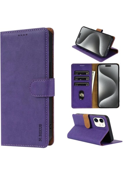 IPhone 11 Için Flip Case Çift Katmanlı Koruma Manyetik Kapatma Kartı Yan (Yurt Dışından)