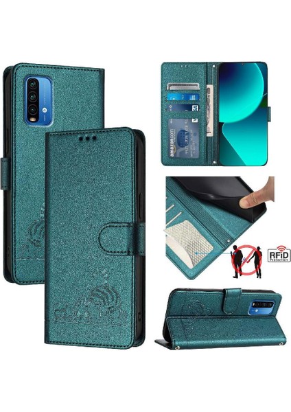 Xiaomi Redmi 9 Için Kılıf Güç Kedi Rfıd Kart Yuvası Tutucu Kickstand Cüzdan (Yurt Dışından)