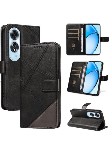 Elmas Dikiş ve Kart Yuvası Deri ile Oppo A60 4g Için Flip Case (Yurt Dışından)