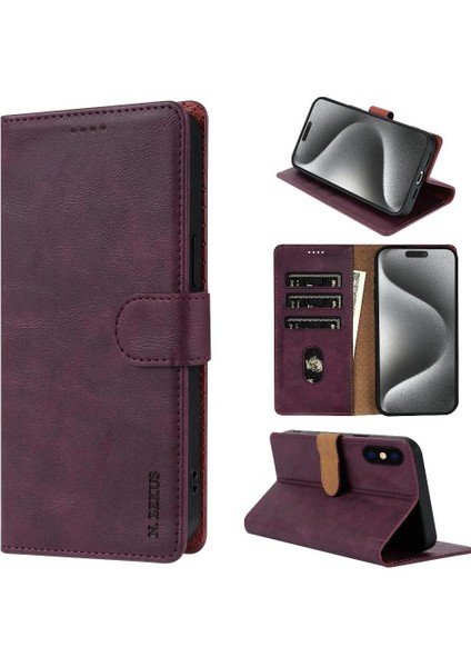 IPhone Xs Max Çift Katmanlı Koruma Için Flip Case Yan Cep Kart Yuvaları (Yurt Dışından)