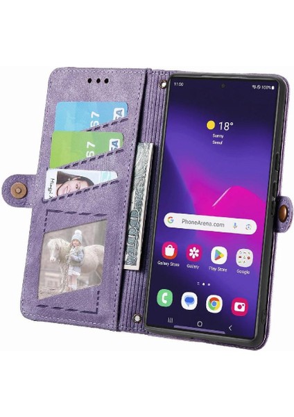 Samsung Galaxy S24 Için Flip Case Ultra Deri Kılıf Darbeye Basit (Yurt Dışından)