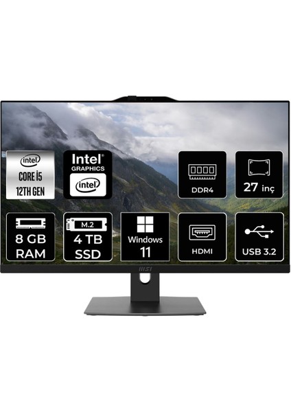 Msı Modern AM272P Intel Core I5 1235U 8gb 4tb SSD 27" Fhd W11H All In One Bilgisayar & Per4 USB Bellek 12M861EUP305
