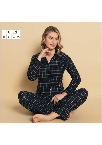 Kadın Süet Kareli Pijama Takımı