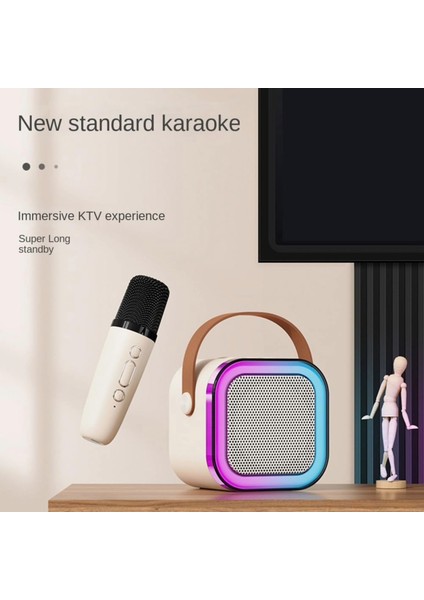 Kablosuz Taşınabilir Bluetooth Hoparlör Karaoke Mikrofon | Rgb Işıklı Yüksek Ses USB Şarjlı Hoparlör Mikrofon