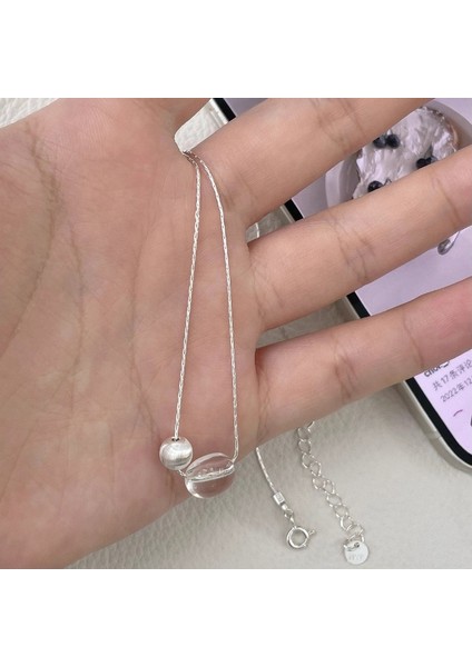 Okyanus Mavisi Aytaşı S925 Ayar Gümüş Mücevher Çok Yönlü Kolye Kadın Ins Tarzı Geometrik Oval Üst Düzey Niş Klavikula Zinciri (Yurt Dışından)