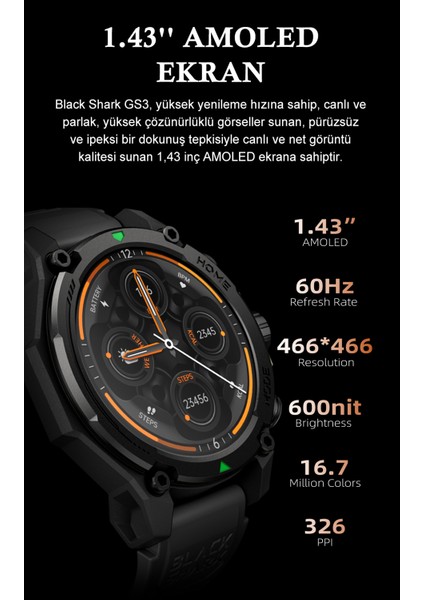 Gs3 Xiaomi Outdoor Gps 50MT Suya Dayanıklı Akıllı Saat 21 Gün Pil Ömrü