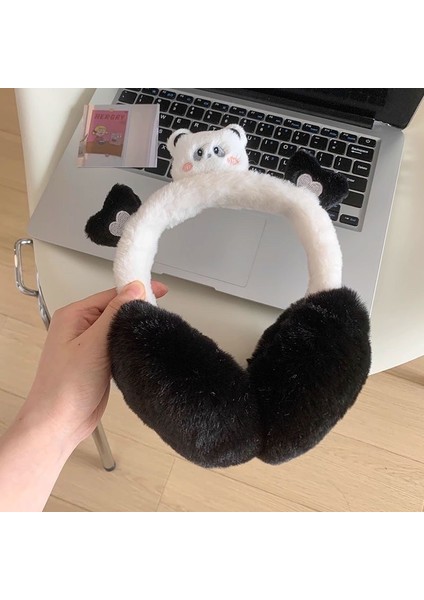Soğuğa Karşı Kulaklıklar Kulak Manşonu Kış Kulak Örtüsü Erkek Kulak Koruması Peluş Sevimli Panda Sıcak Donma Önleyici Kalınlaştırılmış Çizgi Film Kulak Isıtıcısı (Yurt Dışından)