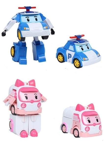 2 Adet Silverlit Robocar Kore Anime Figürü Robot Çocuk Karikatür Oyuncaklar (Yurt Dışından)