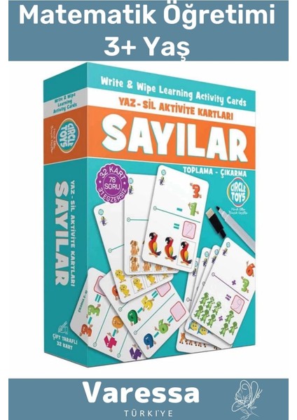 Özel Eğitici Set Serisi Zeka Geliştirici 4 Işlem Eğlence Matematik Sayılar Yaz Sil Aktivite Kartları