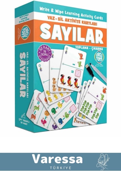 Özel Eğitici Set Serisi Zeka Geliştirici 4 Işlem Eğlence Matematik Sayılar Yaz Sil Aktivite Kartları