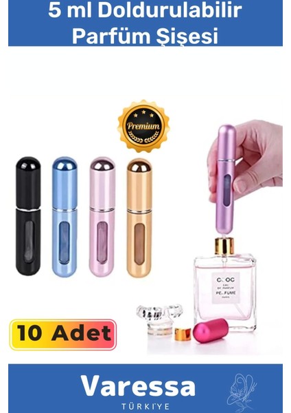 Delu x e Seri Doldurulabilir Parfüm Şişesi Cep Boy Kolay Taşınabilir Çanta Içi Mini 5 ml 10 Adet